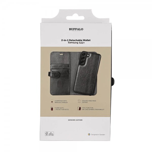 Buffalo Samsung Galaxy S22 Plus 2-in-1 Irrotettava Lompakkokotelo, Musta