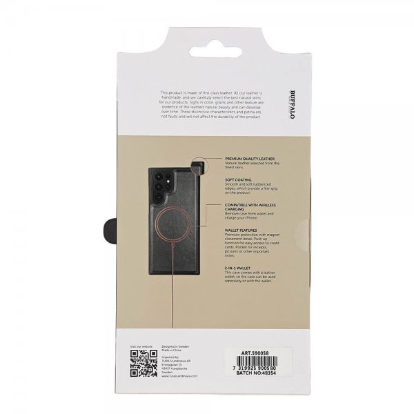 Buffalo Samsung Galaxy S22 Ultra Kotelo 2-in-1 Irrotettava Lompakko Musta