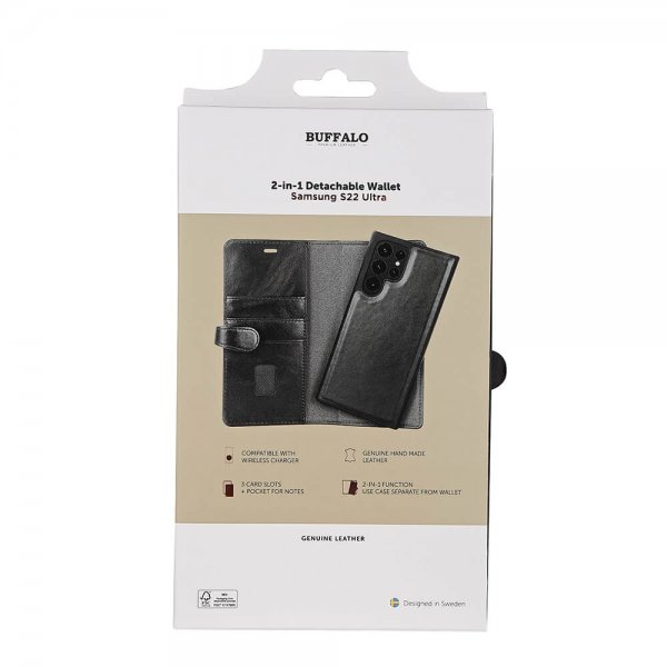 Buffalo Samsung Galaxy S22 Ultra Kotelo 2-in-1 Irrotettava Lompakko Musta