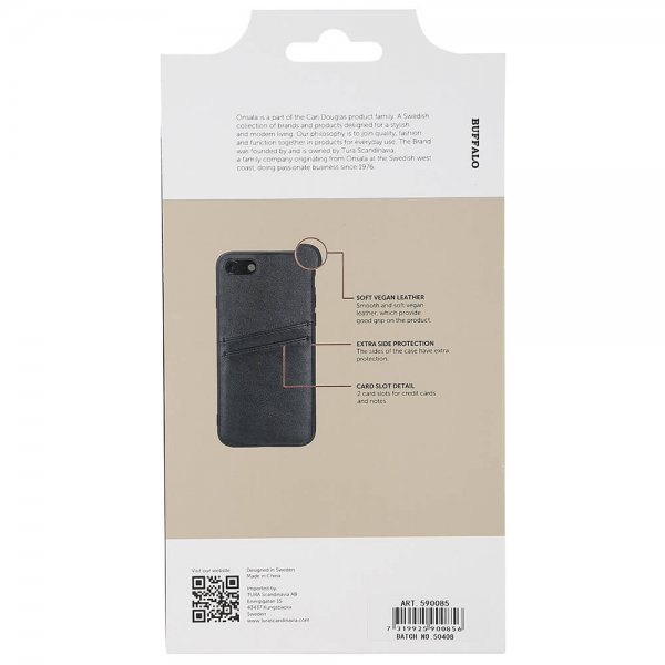 Buffalo iPhone 7/8/SE Kuori Takakansi korttipaikoilla Musta