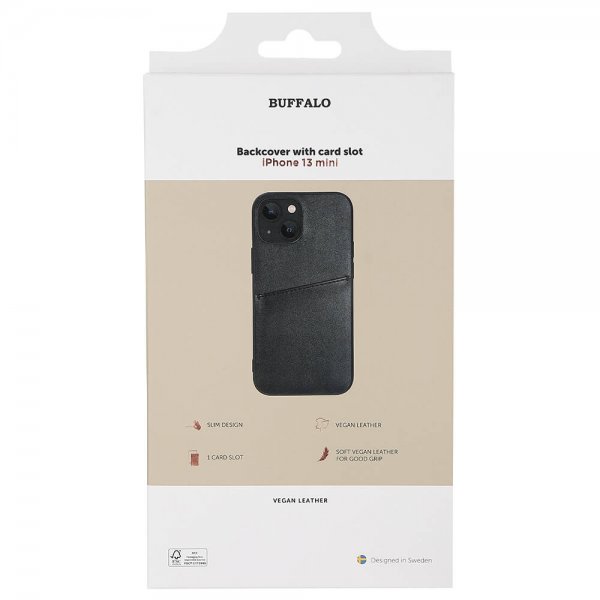 Buffalo iPhone 13 Mini Suojakuori Korttipaikoilla Musta