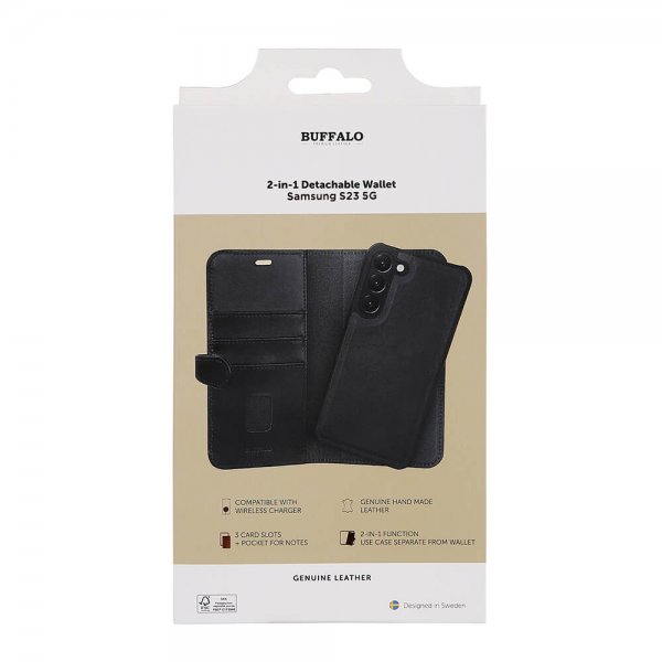 Buffalo Samsung Galaxy S23 Kotelo 2-in-1 Irrotettava Lompakko Musta