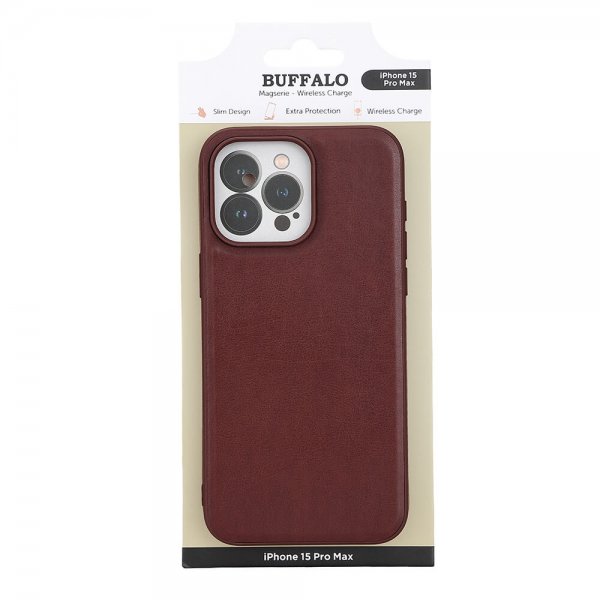 Buffalo iPhone 15 Pro Max Kuori PU MagSeries Ruskea