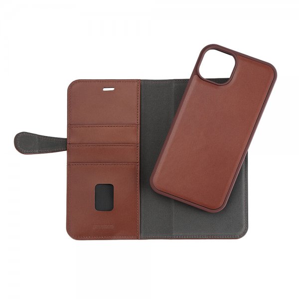 Buffalo iPhone 15 Plus -kotelo, 3 korttipaikkaa, irrotettava kuori, MagSeries, ruskea