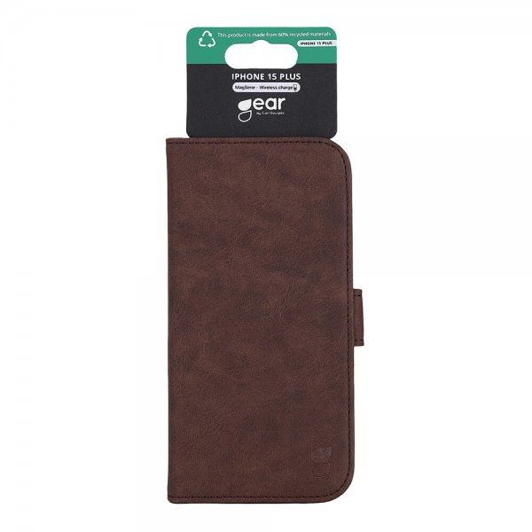 Gear iPhone 15 Plus Suojakuori 3 korttipaikkaa MagSeries Ruskea
