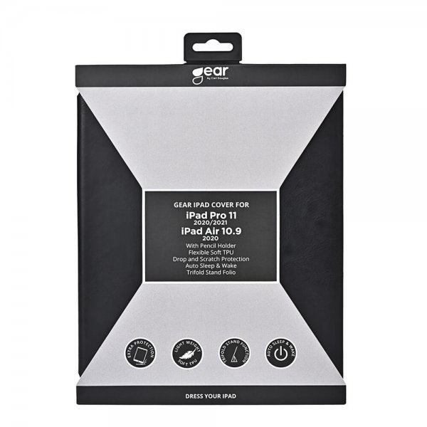 Gear iPad Air 10.9 (sukupolvi 4/5) Trifold Stand Folio -suojakotelo, musta