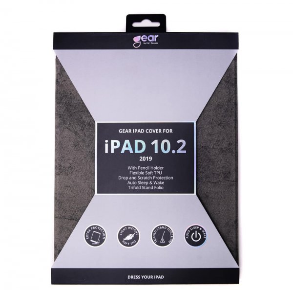 Gear iPad 10.2 (7/8/9 sukupolven) kotelo kolminkertaisella jalustalla Folio Harmaa