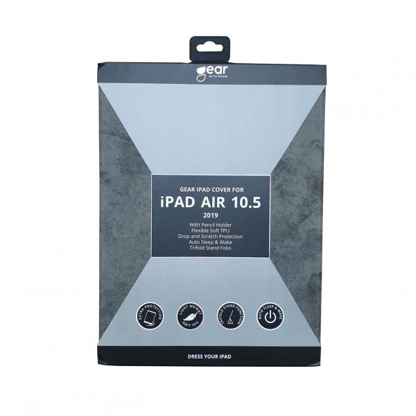 Gear iPad Air 2019 (3. sukupolvi) -kotelo, kolmiosainen jalusta, harmaa