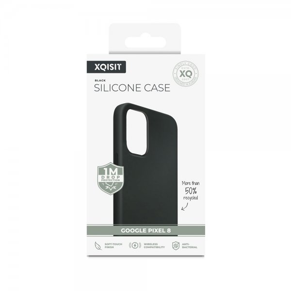Xqisit Google Pixel 8 Silicone Case -suojakuori, musta