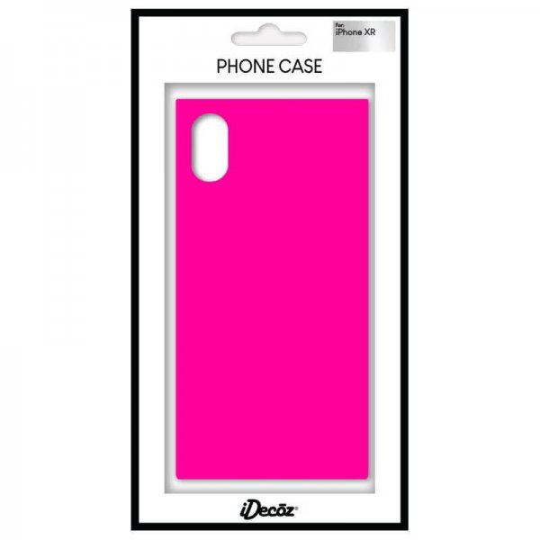 iDecoz iPhone Xr -kuori, neliömallinen, neon pinkki