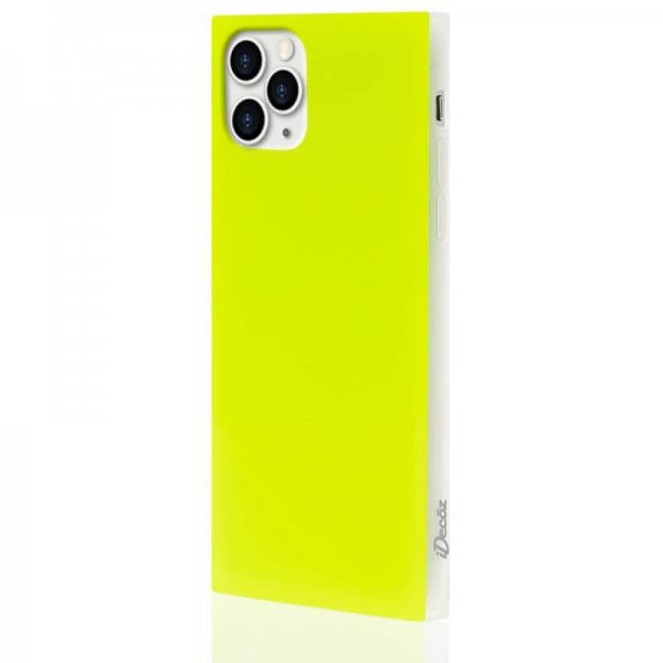 iDecoz iPhone 11 Pro -suojakuori, neliömalli, neonkeltainen