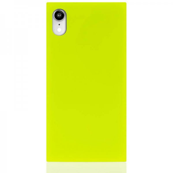 iDecoz iPhone Xr -kuori, neliömallinen, neonkeltainen