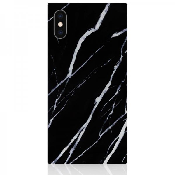 iDecoz iPhone X/Xs -suojakuori, neliömallinen Marble, musta