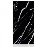 iDecoz iPhone X/Xs -suojakuori, neliömallinen Marble, musta