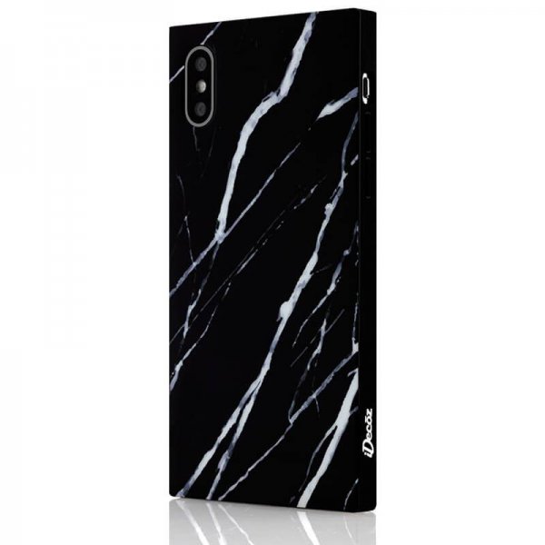 iDecoz iPhone X/Xs -suojakuori, neliömallinen Marble, musta