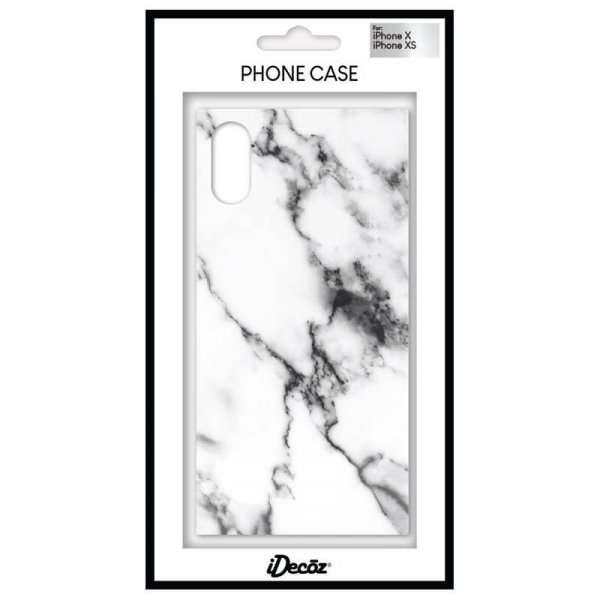 iDecoz iPhone X/Xs Square Case Marble White -suojakuori