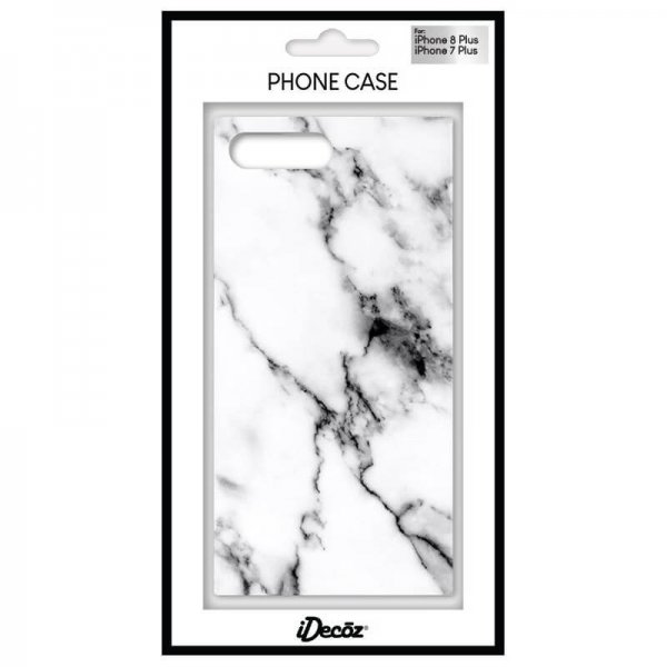iDecoz iPhone 7 Plus/iPhone 8 Plus Neliönmuotoinen Marmorikuori Valkoinen