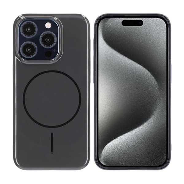 iPhone 15 Pro -kuori, TPU, MagSafe, kiiltävä musta