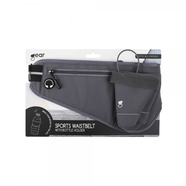 Gear Sport Midjevyö Premium 6" Harmaa Tasku Puhelimelle ja Vesipullolle