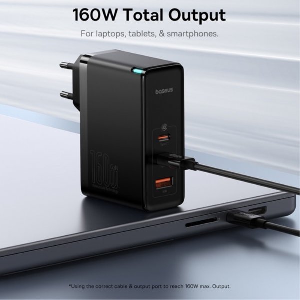 Baseus GaN5 Pro pikalaturi, 2xUSB-C ja 1xUSB-A, 160 W
