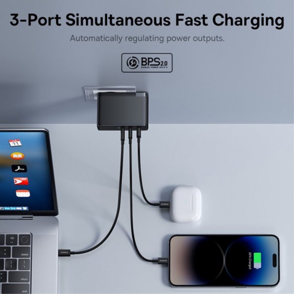 Baseus GaN5 Pro pikalaturi, 2xUSB-C ja 1xUSB-A, 160 W