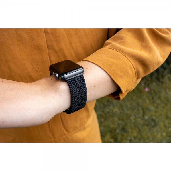 Gear Apple Watch 44/45/46mm/Apple Watch Ultra Punottu nailonranneke Musta
