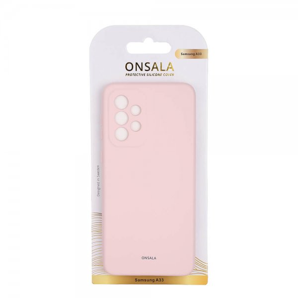 Onsala Samsung Galaxy A33 5G -suojakuori, silikonia, Chalk Pink
