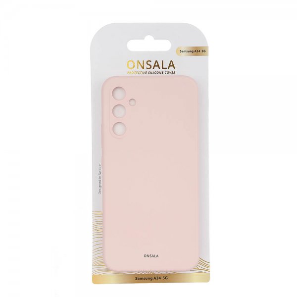 Onsala Samsung Galaxy A34 5G Kuori Silikoni Chalk Pink