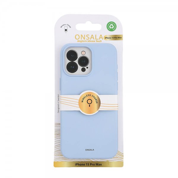 Onsala iPhone 15 Pro Max Kuori Silicone Touch MagSeries Vaaleansininen