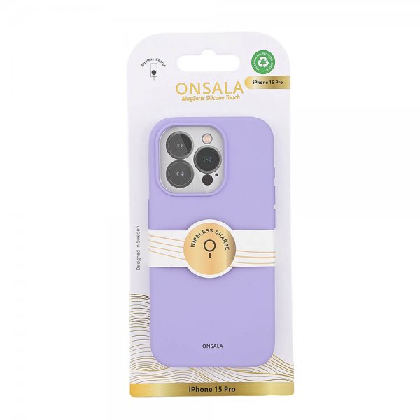 Onsala iPhone 15 Pro Kuori Silikoni Touch MagSeries Violetti