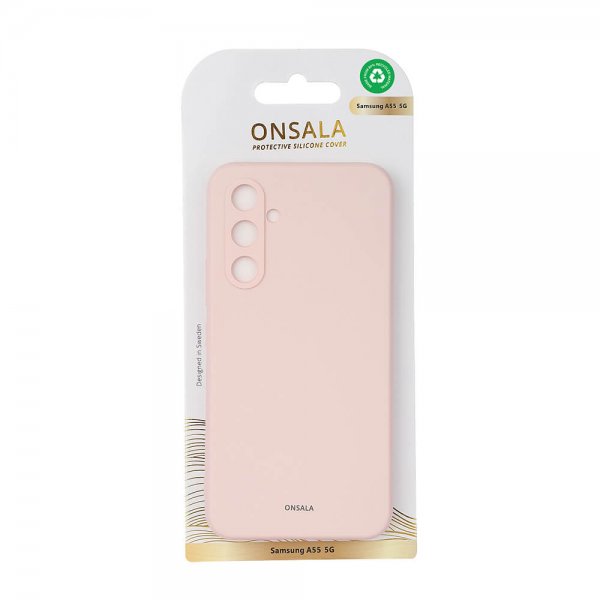 Onsala Samsung Galaxy A55 Kuori Silikonituntuma Chalk Pink
