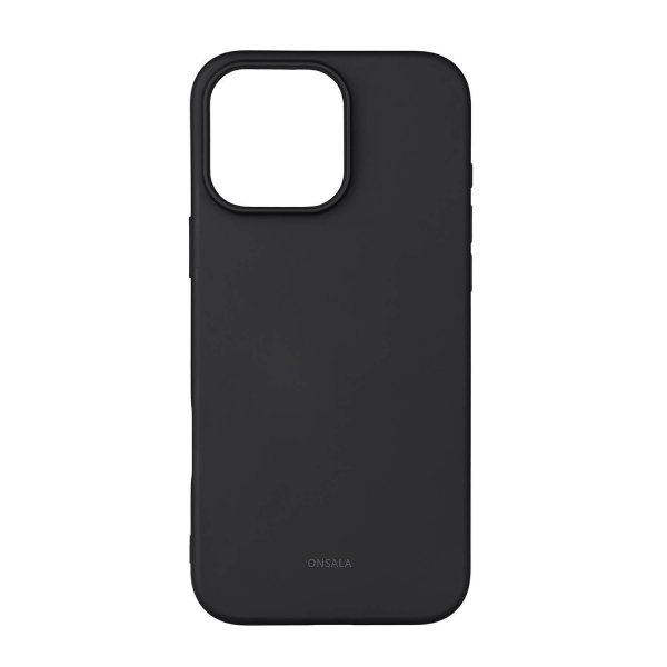 Onsala iPhone 16 Pro Max -kuori, silikonituntuma, musta