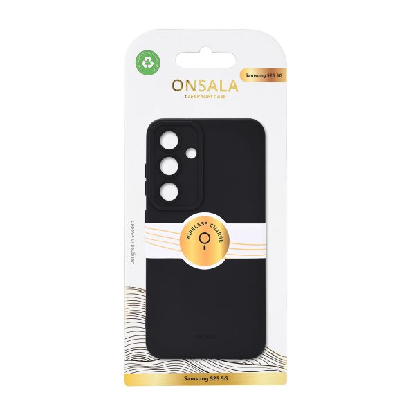 Onsala Samsung Galaxy S25 -silikonikuori, musta