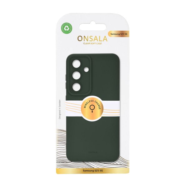 Onsala Samsung Galaxy S25 Kuori Silikonituntu Oliivinvihreä