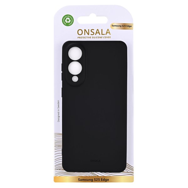 Onsala Samsung Galaxy S25 Edge Kuori Silikonituntuma Musta