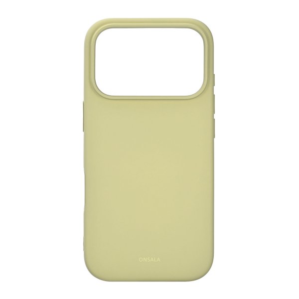 Onsala iPhone 17 Pro -kuori silikonituntumalla, lime