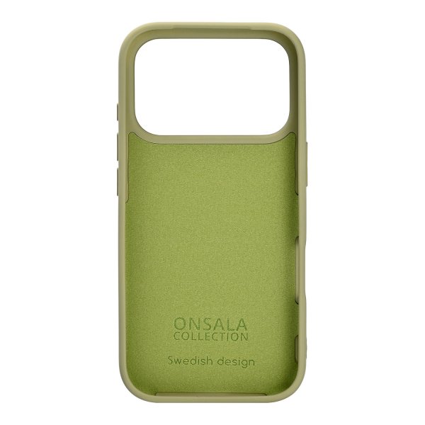 Onsala iPhone 17 Pro -kuori silikonituntumalla, lime