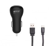 Gear Autolaturi 2xUSB 2.4A Micro-USB-kaapeli 1m Musta