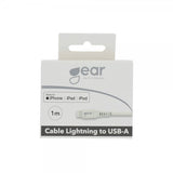 Gear Latauskaapeli Lightning–USB-A 1m MFI Valkoinen