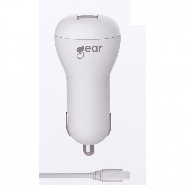 Gear Autolaturi 1xUSB 1A Micro-USB Kaapeli 1m Valkoinen