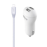 Gear Autolaturi 2xUSB 2.4A Micro-USB-kaapeli 1m Valkoinen