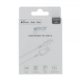 Gear Latauskaapeli Lightning–USB-A 2 m MFI Valkoinen