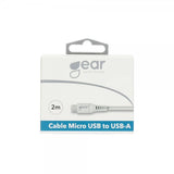 Gear Micro-USB–USB-A-latauskaapeli, 2 m, valkoinen