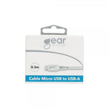 Gear Micro-USB-USB-A-latauskaapeli, 0,3 m, valkoinen