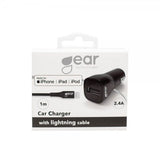 Gear autolaturi 1xUSB 2.4A Lightning-kaapeli 1m MFI musta
