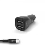 Gear Autolaturi 2xUSB 3.4A USB-C-kaapeli 1m Musta