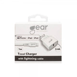 Gear Laturi 1xUSB 2.4A Lightning-kaapeli 1m MFI Valkoinen