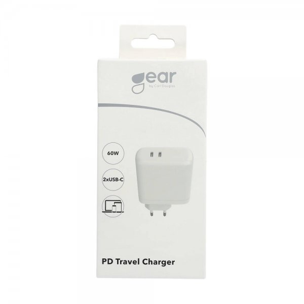 Gear Laturi 2xUSB-C PD 60W Valkoinen