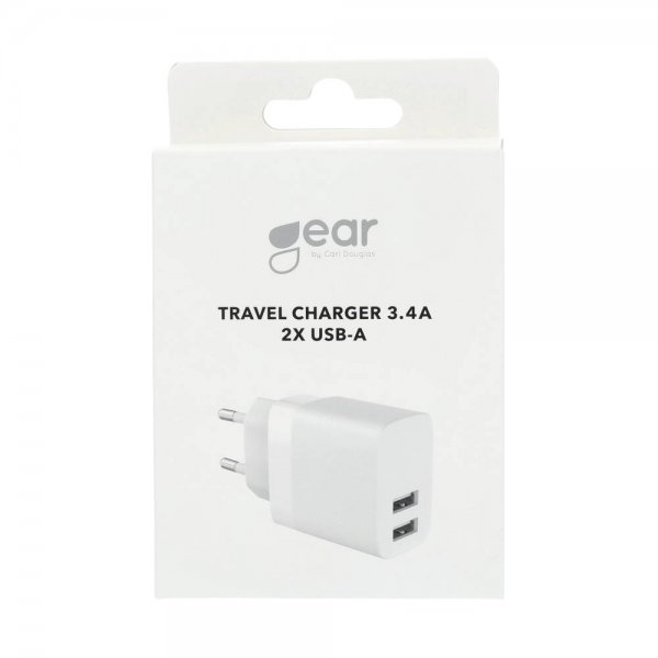 Gear-laturi 2xUSB-A 3.4A Valkoinen