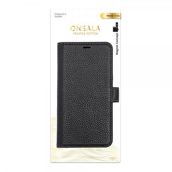 Onsala iPhone 11 Pro Kotelo, Aitoa Nahkaa, Musta